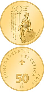 50 franc coin 50 years of Swiss women’s right to vote | Switzerland 2021