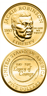 5 dollar coin Jackie Robinson  | USA 1997