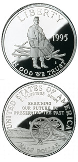 0.5 dollar coin Civil War Battlefield  | USA 1995
