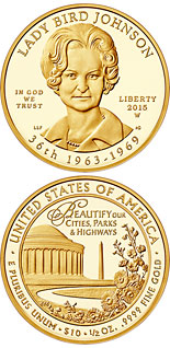 10 dollar coin Claudia Taylor (Lady Bird) Johnson  | USA 2015
