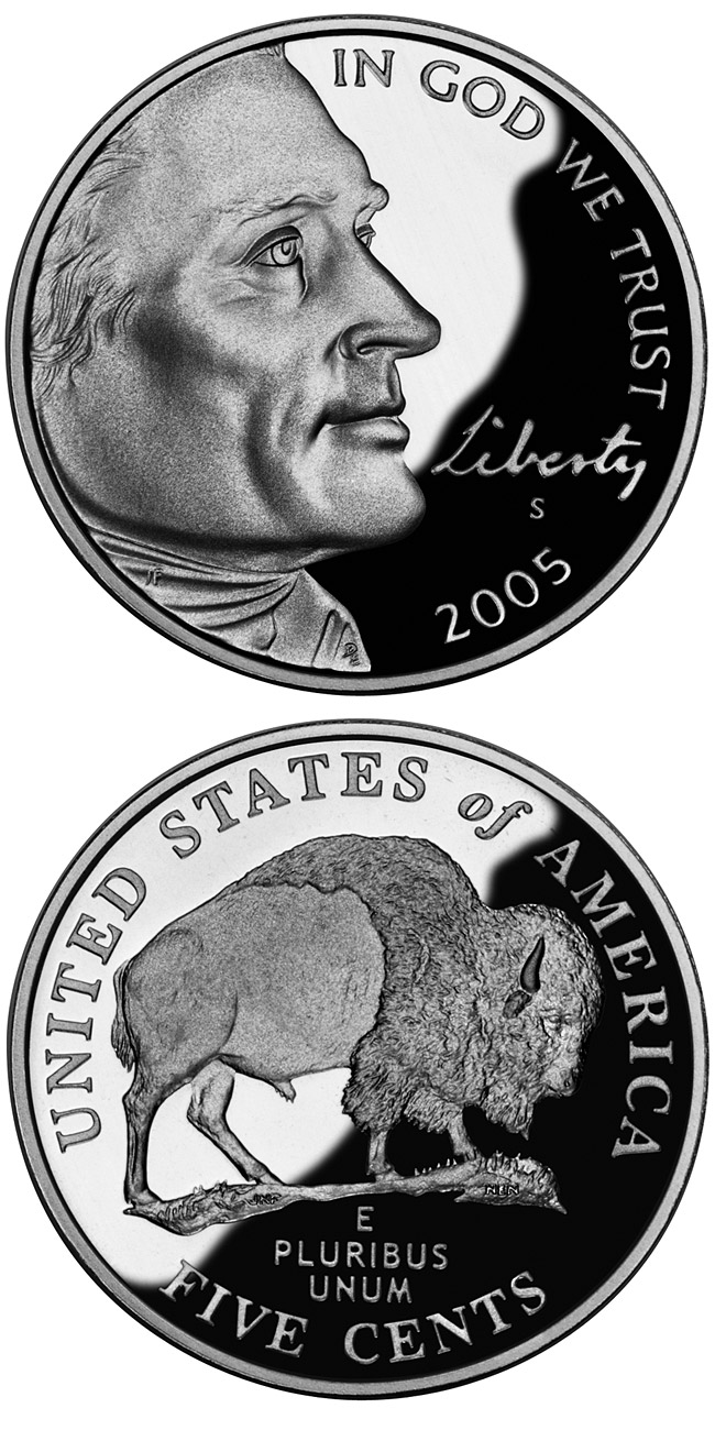 Image of 5 cent coin - American Bison  | USA 2005
