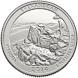25 cents coin Shenandoah National Park  | USA 2014