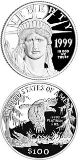 100 dollar coin American Eagle Platinum One Ounce Proof Coin | USA 1999