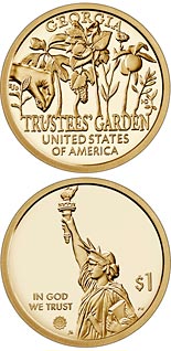 1 dollar coin Georgia - The First Agricultural Experimental Garden in America | USA 2019