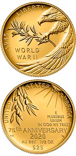 25 dollar coin End of World War II 75th Anniversary | USA 2020