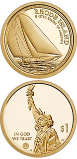 1 dollar coin Rhode Island - Sailing heritage | USA 2022