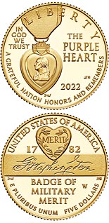 5 dollar coin Purple Heart Hall of Honor | USA 2022