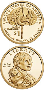 1 dollar coin Maria Tallchief and American Indians in ballet | USA 2023