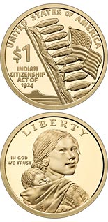 1 dollar coin Indian Citizenship Act of 1924 | USA 2024