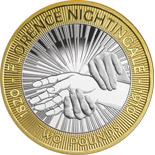2 pound coin 100th anniversary of the death of Florence Nightingale and the 150th anniversary of publication of Notes on Nursing | United Kingdom 2010
