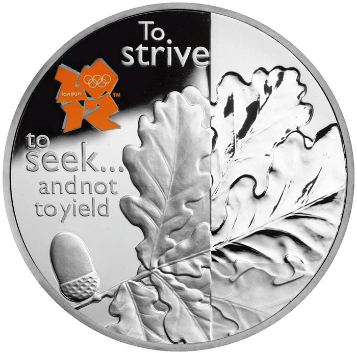 Image of 5 pounds coin - British Flora | United Kingdom 2010.  The Silver coin is of Proof quality.