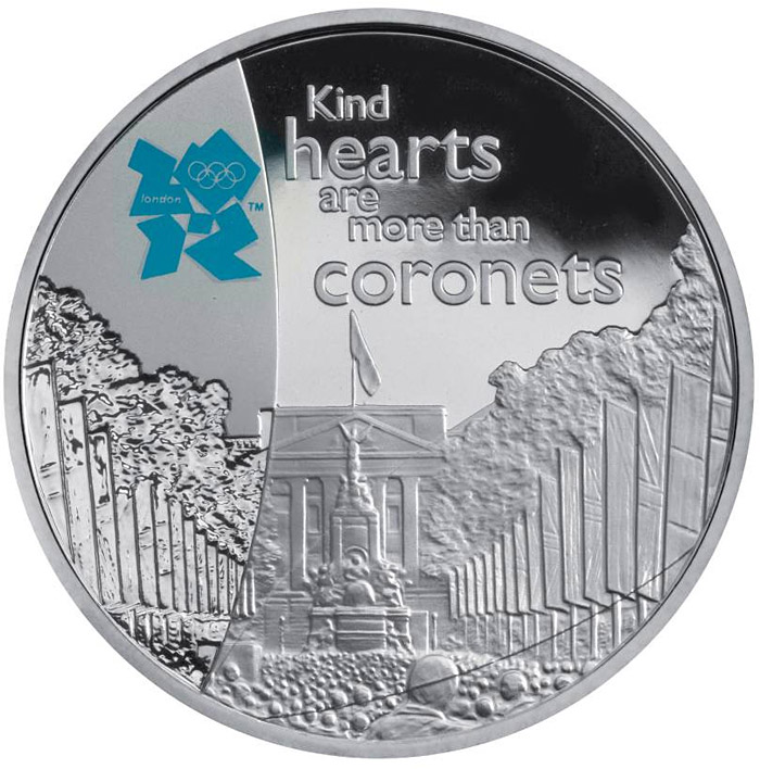 Image of 5 pounds coin - The Spirit of London | United Kingdom 2010.  The Silver coin is of Proof quality.