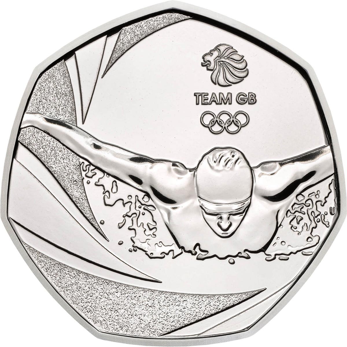 Image of 50 pence coin - Team GB | United Kingdom 2016.  The Copper–Nickel (CuNi) coin is of UNC quality.