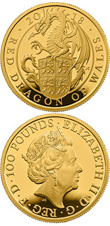 100 pound coin The Red Dragon of Wales | United Kingdom 2018