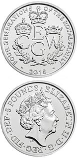 5 pound coin The Four Generations of Royalty | United Kingdom 2018