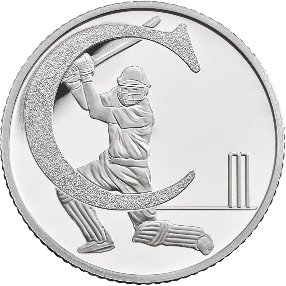 Image of 10 pences coin - C – Cricket | United Kingdom 2018.  The Silver coin is of Proof, UNC quality.
