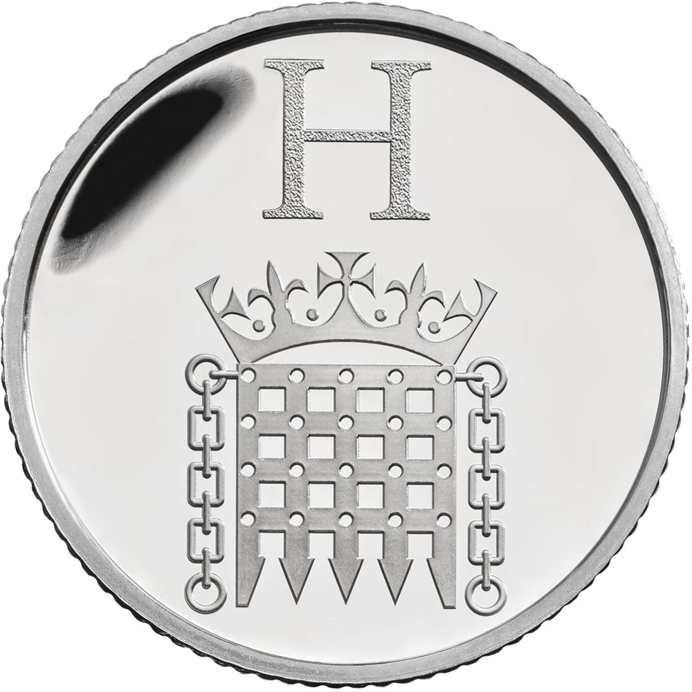 Image of 10 pences coin - H - Houses of Parliament | United Kingdom 2018.  The Silver coin is of Proof, UNC quality.
