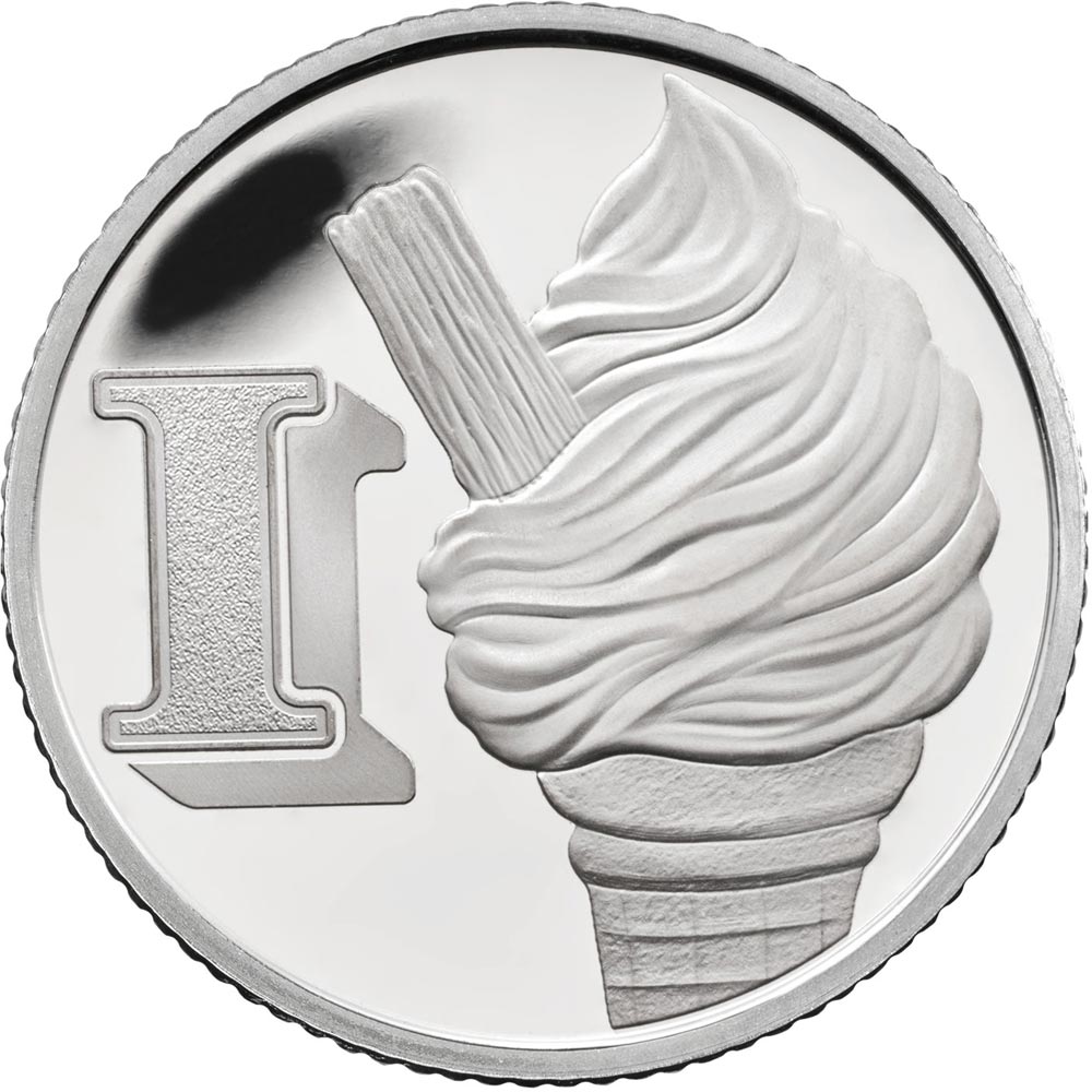 Image of 10 pences coin - I - Ice-Cream Cone | United Kingdom 2018.  The Silver coin is of Proof, UNC quality.