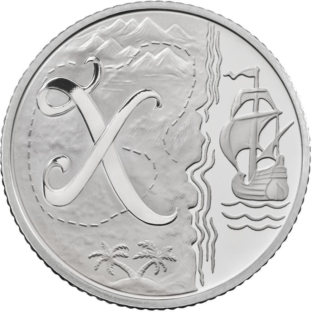 Image of 10 pences coin - X - X marks the spot | United Kingdom 2018.  The Silver coin is of Proof, UNC quality.