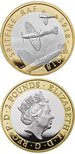 2 pound coin RAF Centenary Spitfire | United Kingdom 2018