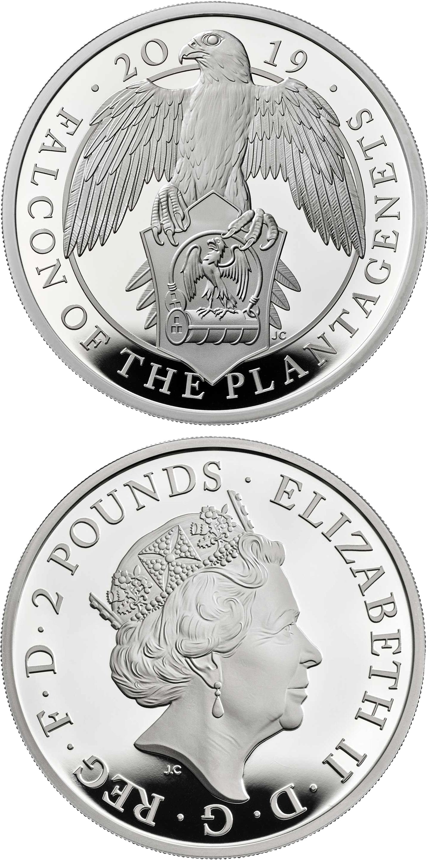 Image of 2 pounds coin - The Falcon of the Plantagenets | United Kingdom 2019