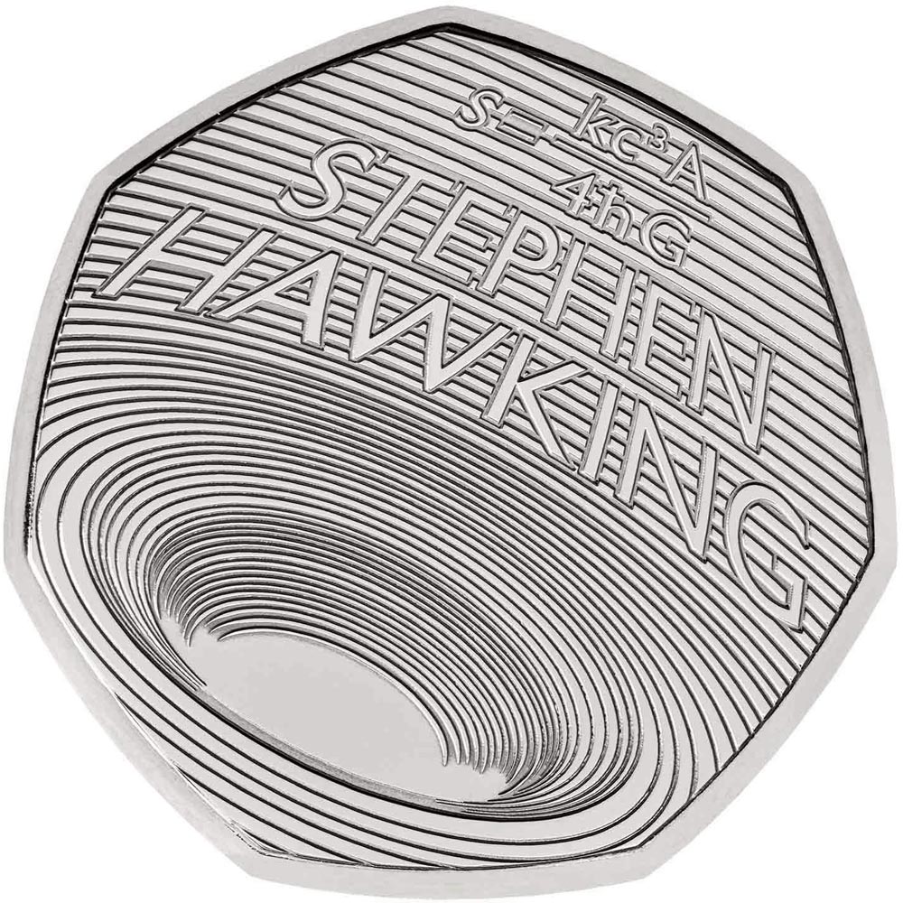 Image of 50 pence coin - Celebrating the Life of Stephen Hawking  | United Kingdom 2019.  The Copper–Nickel (CuNi) coin is of Proof, BU quality.