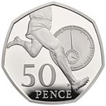 50 pence coin 50th Anniversary of the first four-minute mile by Roger Bannister | United Kingdom 2004