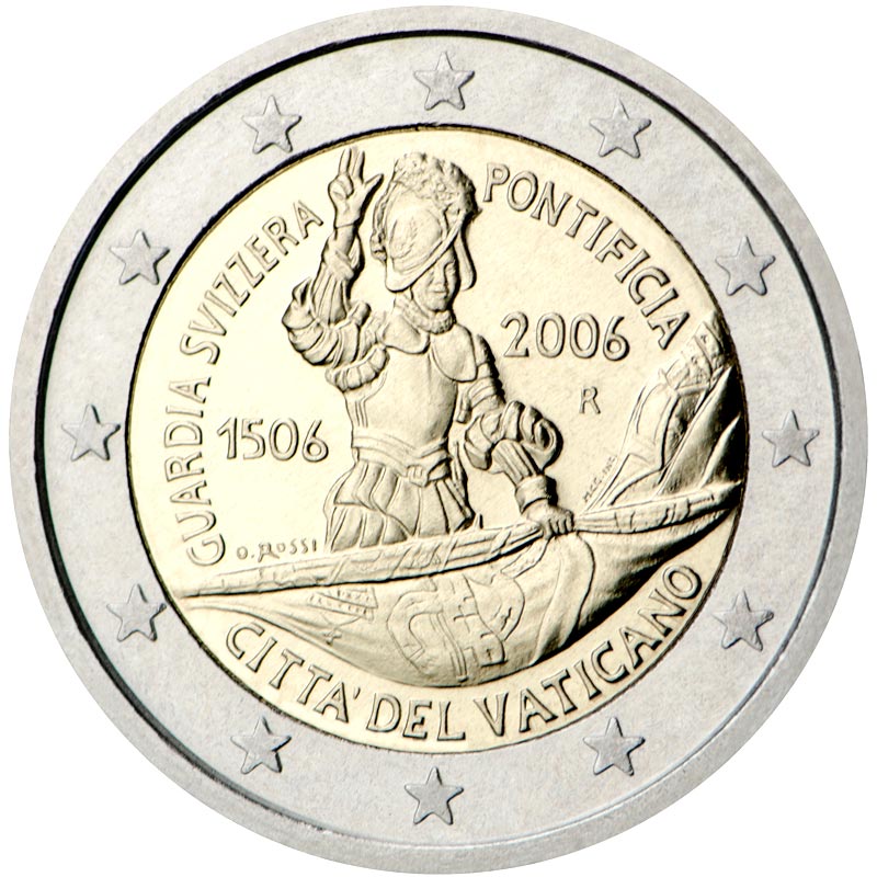 Image of 2 euro coin - 500th Anniversary of the Swiss Guard | Vatican City 2006