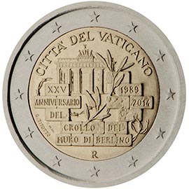 Image of 2 euro coin - 25 Years since the Fall of the Berlin Wall | Vatican City 2014