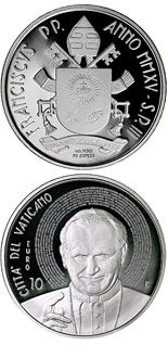 10 euro coin 10th Anniversary of the Death of St. John Paul II | Vatican City 2015