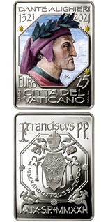 25 euro coin Seventh Centenary of the death of Dante Alighieri | Vatican City 2021