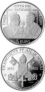 5 euro coin 50th Anniversary of the Association of St. Peter and St. Paul | Vatican City 2021