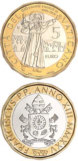 5 euro coin 20th anniversary of the death of John Paul II | Vatican City 2025