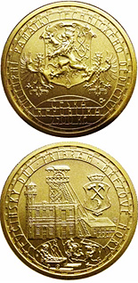 Image of 2500 koruna coin - Ševčiny mine at Příbram-Březové Hory | Czech Republic 2007.  The Gold coin is of Proof, BU quality.