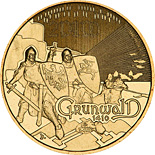 Image of 2 zloty coin - The Battle of Grunwald 1410 | Poland 2010.  The Nordic gold (CuZnAl) coin is of UNC quality.