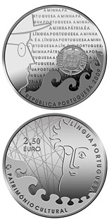 Image of 2.5 euro coin - Portuguese Literature | Portugal 2009.  The Silver coin is of Proof, UNC quality.