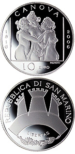 Image of 10 euro coin - Antonio Canova | San Marino 2006.  The Silver coin is of Proof quality.