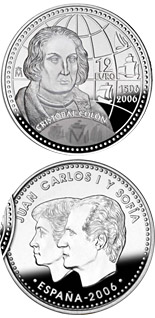 Image of 12 euro coin - Christopher Columbus 5th Centenary  | Spain 2006.  The Silver coin is of BU, UNC quality.