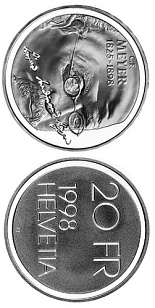 20 franc coin Conrad Ferdinand Meyer, 1825 – 1898  | Switzerland 1998
