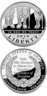 1 dollar coin American Veterans Disabled for Life | USA 2010